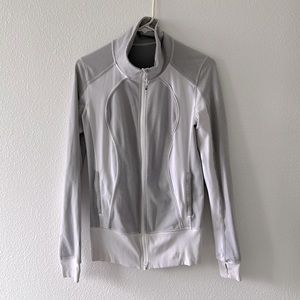 Lululemon Athletic White & Grey Striped Zip-Up Jacket Size 8
